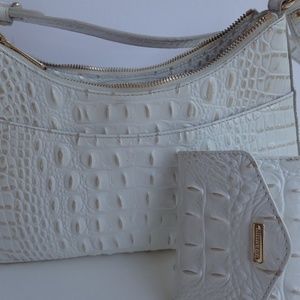 Brahmin Hand Bag with matching Trifold Wallet Ivory/White